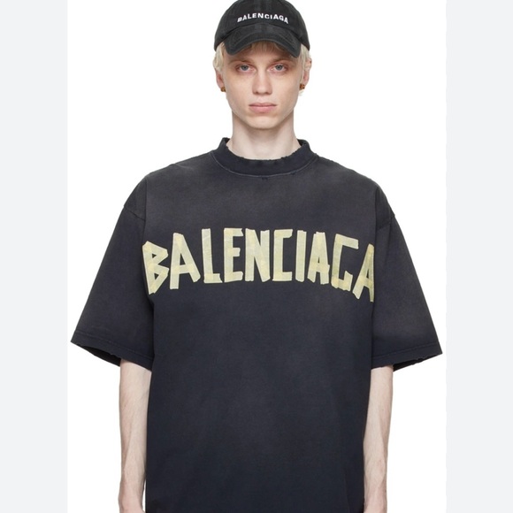 BALENCIAGA TAPE TYPE T-SHIRT BLACK FADED - Picture 3 of 3